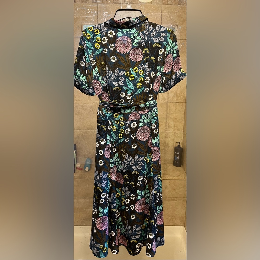 J. Crew Floral Midi Dress - Black with Multicolor Blooms